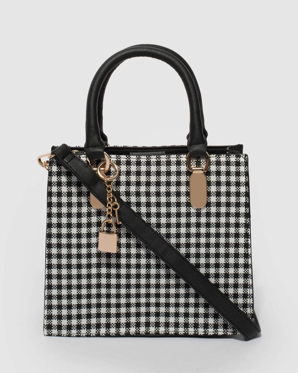 Black and White Malena Small Tote Bag | Tote Bags