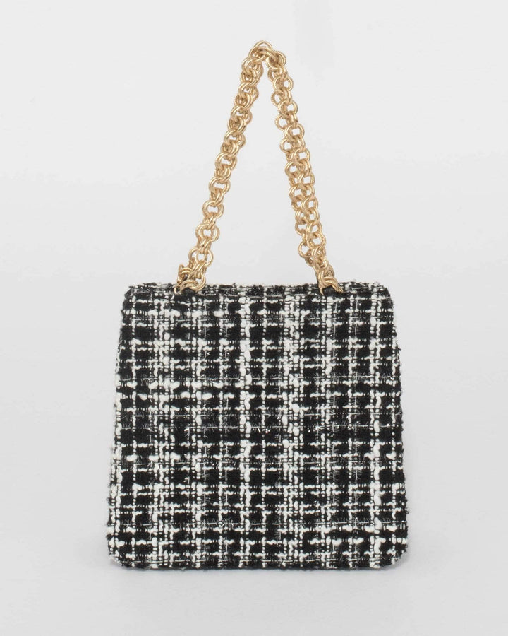 Black And White Pia Square Mini Tote Bag | Crossbody Bags