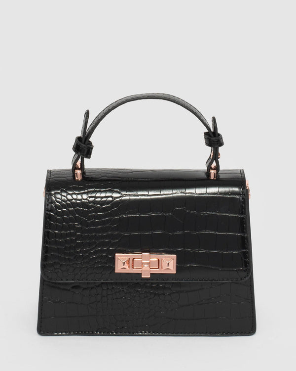 Black Angelika Top Handle Bag | Mini Bags