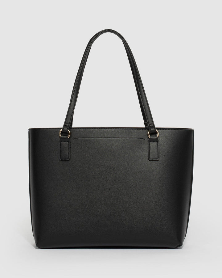 Black Angelina Tote Bag With Gold Hardware | Tote Bags