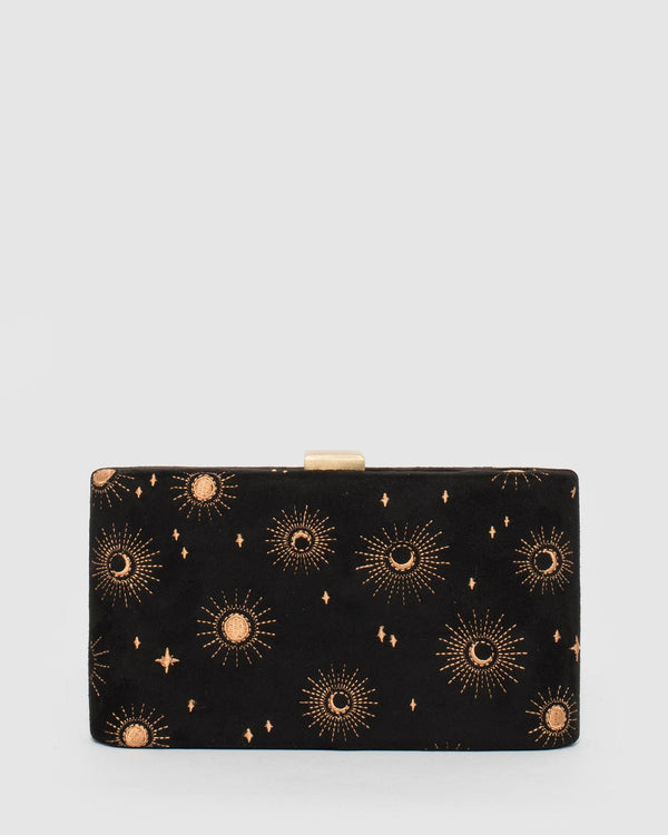 Black Annalise Embroidered Clutch Bag | Clutch Bags