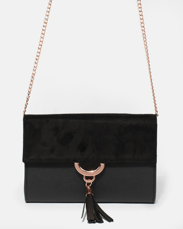 Black Aria Tassel Clutch Bag | Clutch Bags