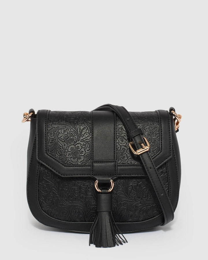 Colette by Colette Hayman Black Aria Tassel Saddle Bag