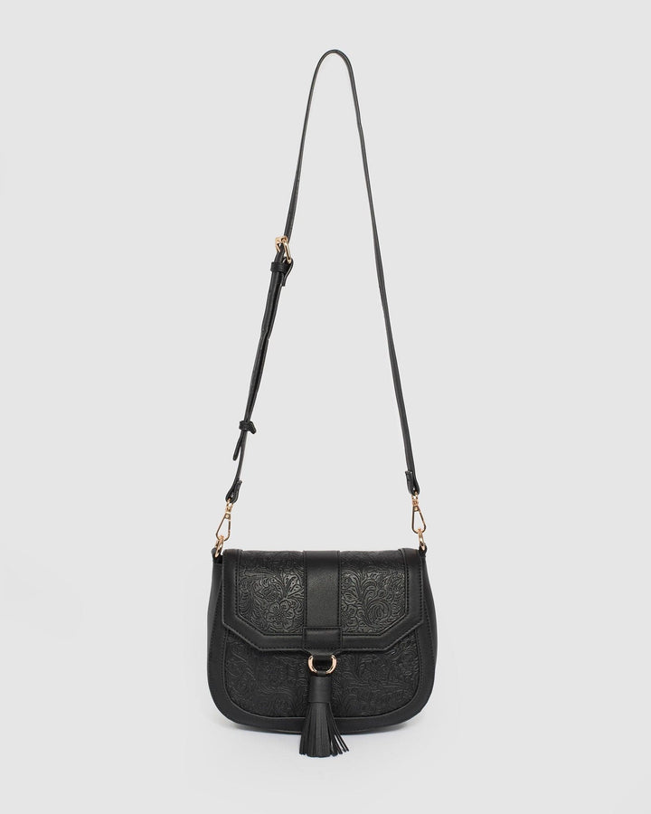 Colette by Colette Hayman Black Aria Tassel Saddle Bag