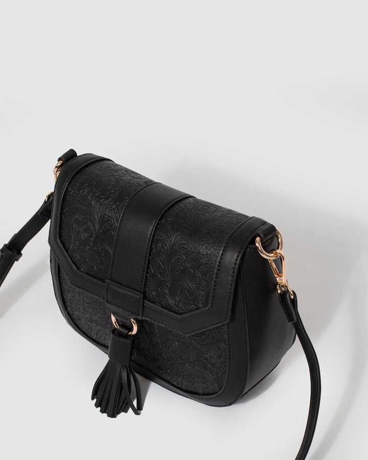 Colette by Colette Hayman Black Aria Tassel Saddle Bag