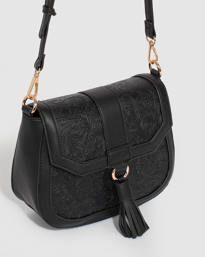 Colette by Colette Hayman Black Aria Tassel Saddle Bag