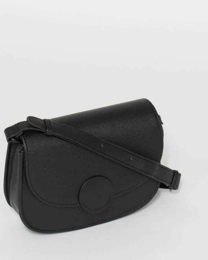 Black Avery Saddle Bag | Crossbody Bags