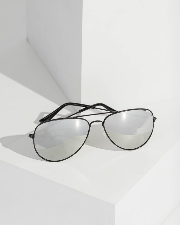 Colette by Colette Hayman Black Aviator Sunglasses