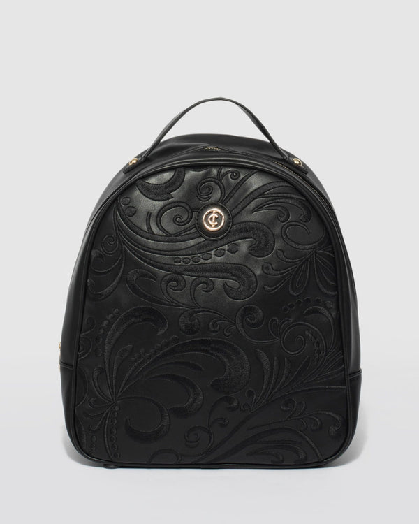 Black Belinda Embroidery Backpack | Backpacks