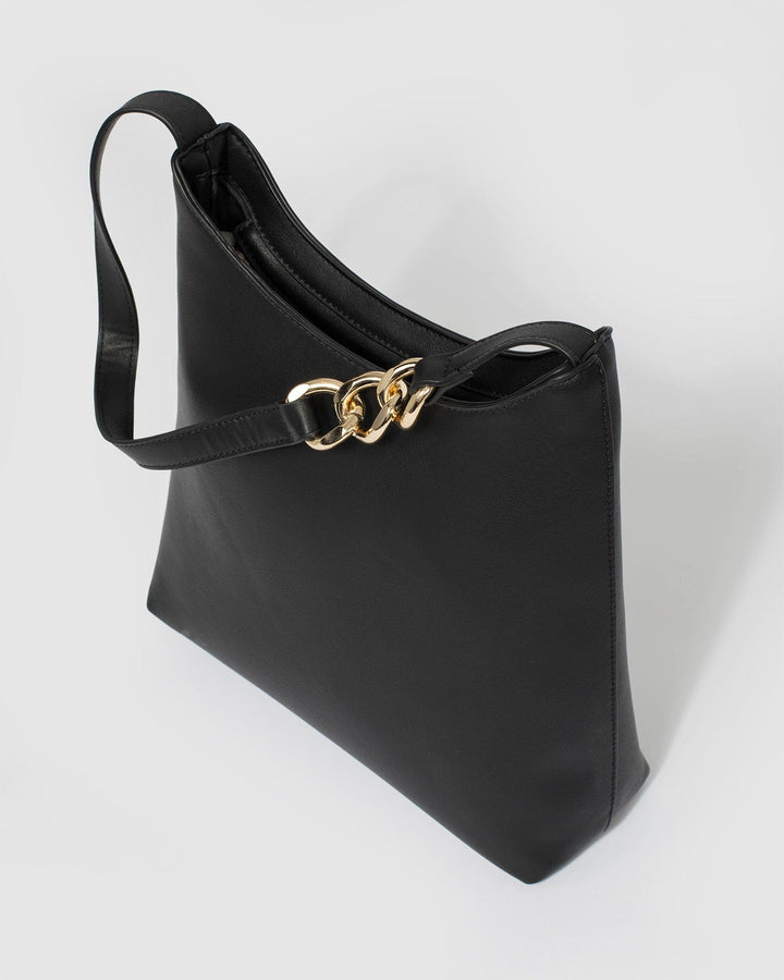 Colette by Colette Hayman Black Bella Chain Slouch Bag