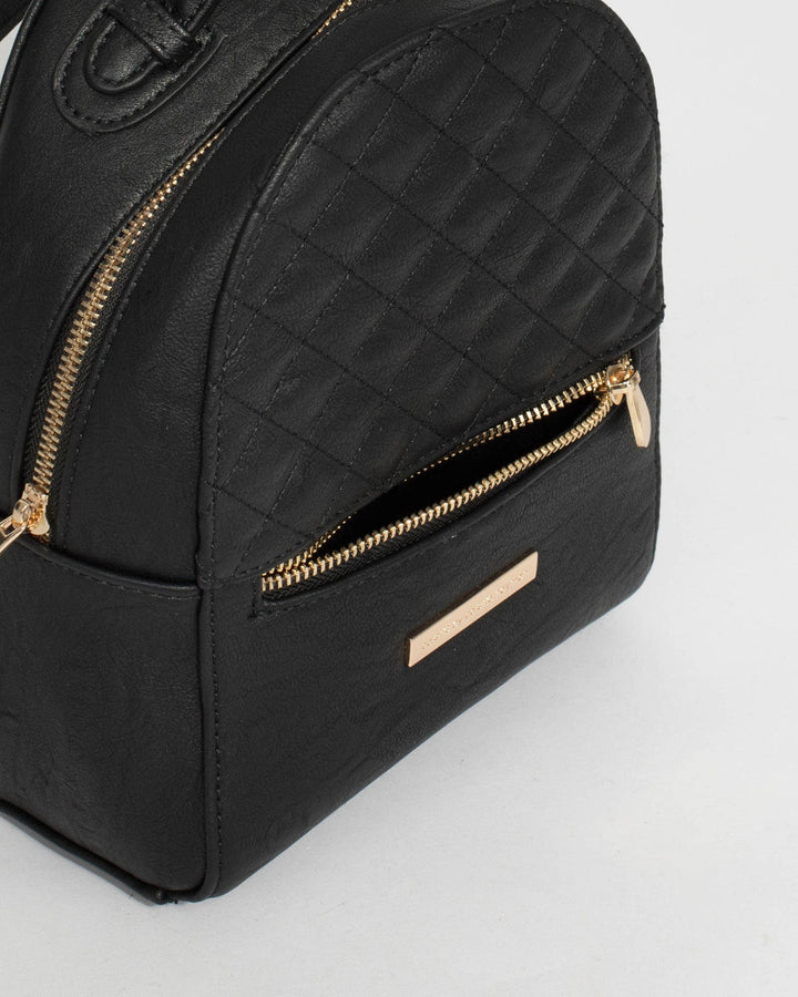Black Bianca Diamond Quilt Backpack | Backpacks
