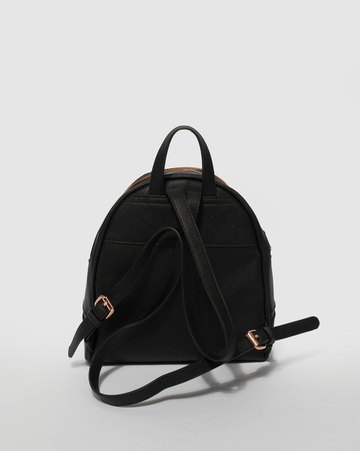 Black Bridget Medium Backpack With Rose Gold Hardware | Backpacks