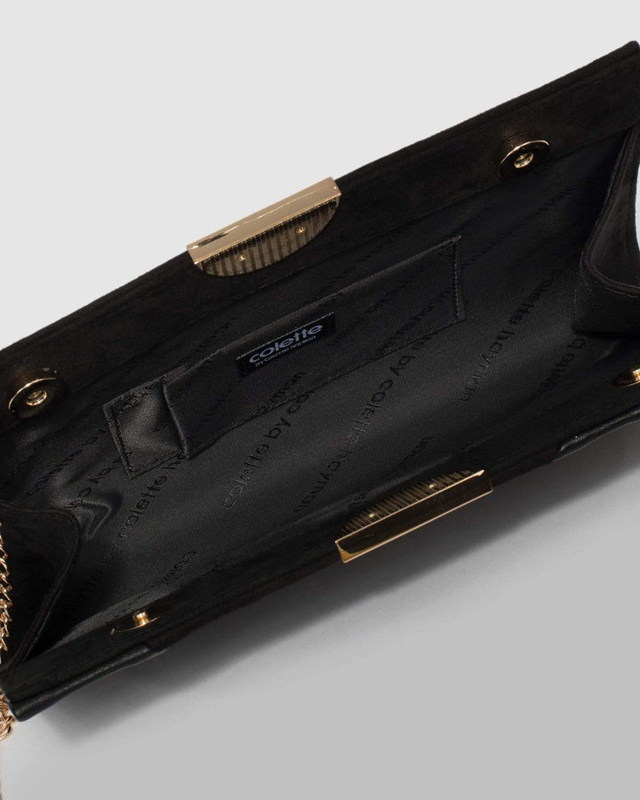 Black Carlie Panel Clutch Bag | Clutch Bags