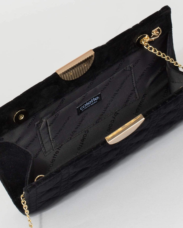 Black Carlie Quilt Clutch Bag | Clutch Bags