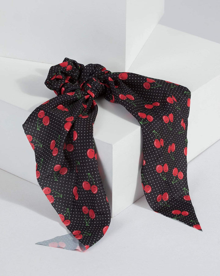 Black Cherry Printed Scrunchie Tie | Accessories