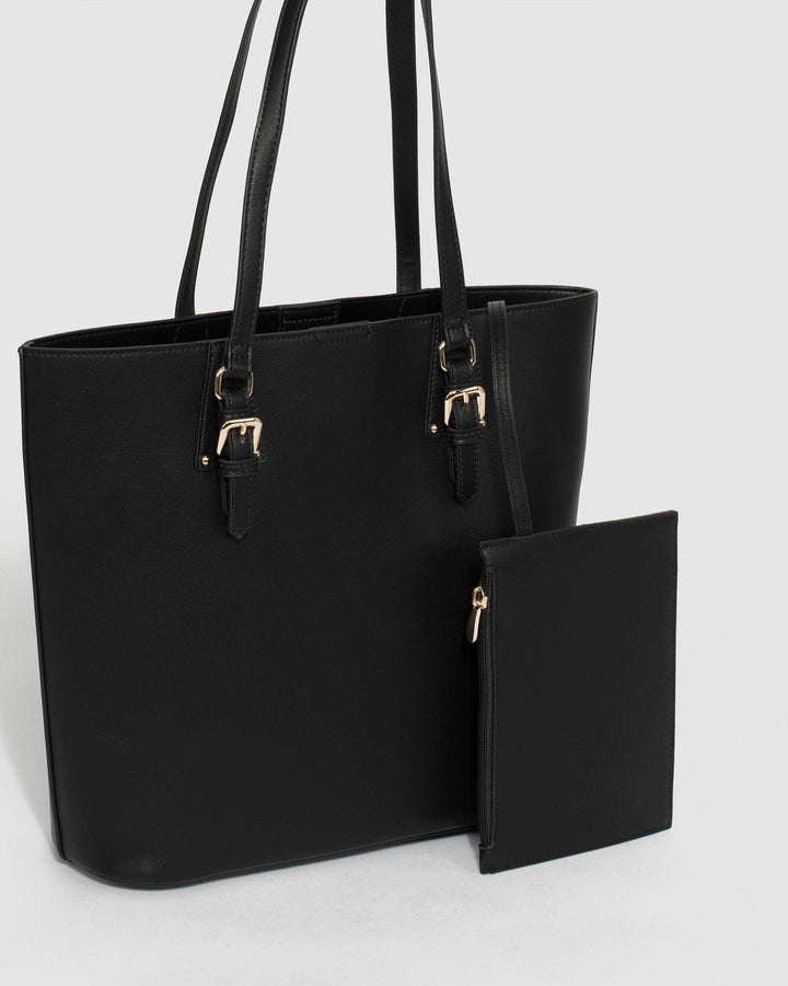Black Christina Pouch Tote Bag | Tote Bags