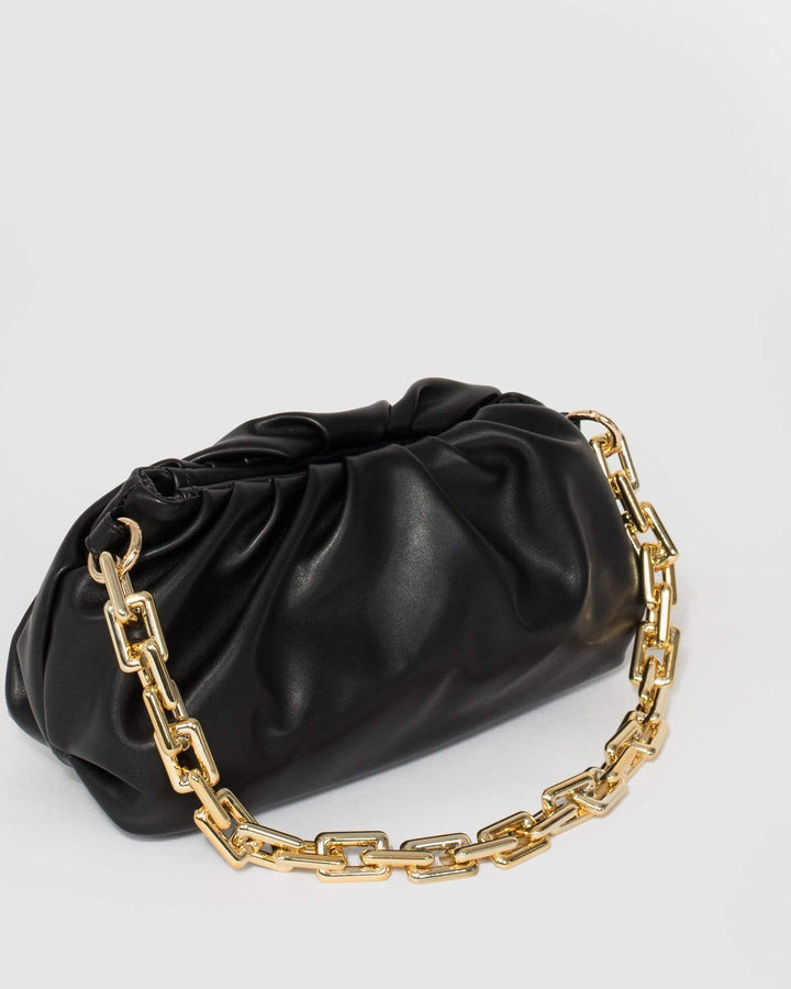 Black Claire Chain Shoulder Bag | Clutch Bags