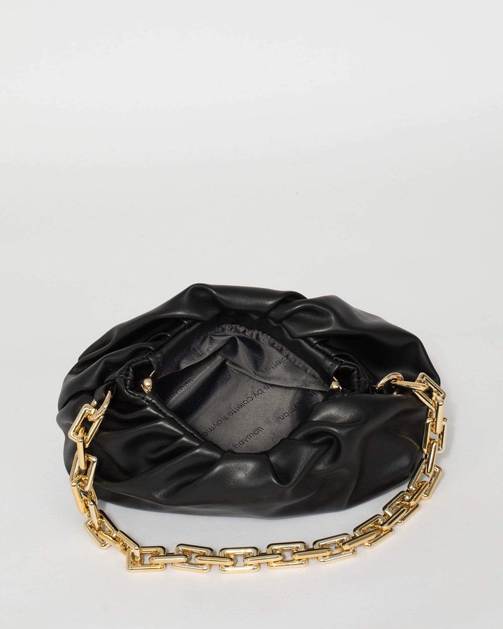 Black Claire Chain Shoulder Bag | Clutch Bags