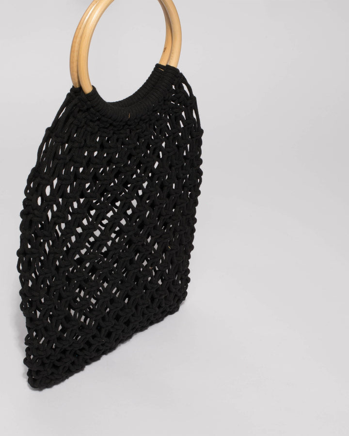 Colette by Colette Hayman Black Crochet Cane Small Bag