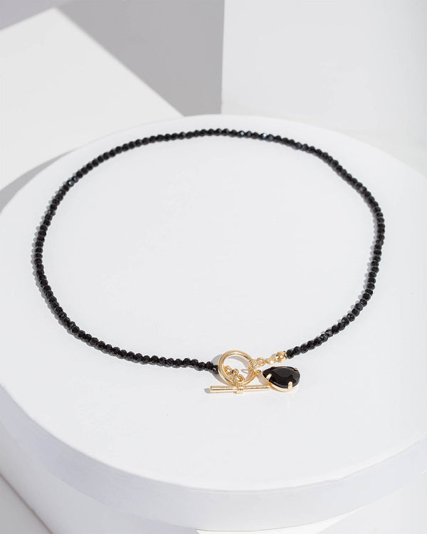 Colette by Colette Hayman Black Crystal Beaded Toggle Necklace