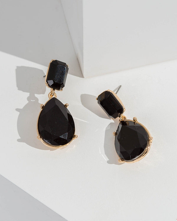 Colette by Colette Hayman Black Crystal Cluster Drop Earrings