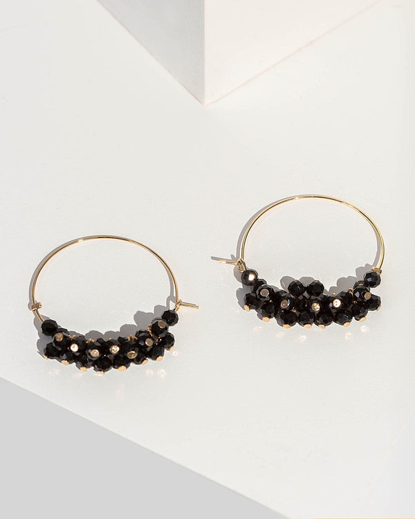 Colette by Colette Hayman Black Crystal Cluster Hoop Earrings