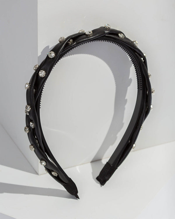 Colette by Colette Hayman Black Crystal Detail Twist Headband