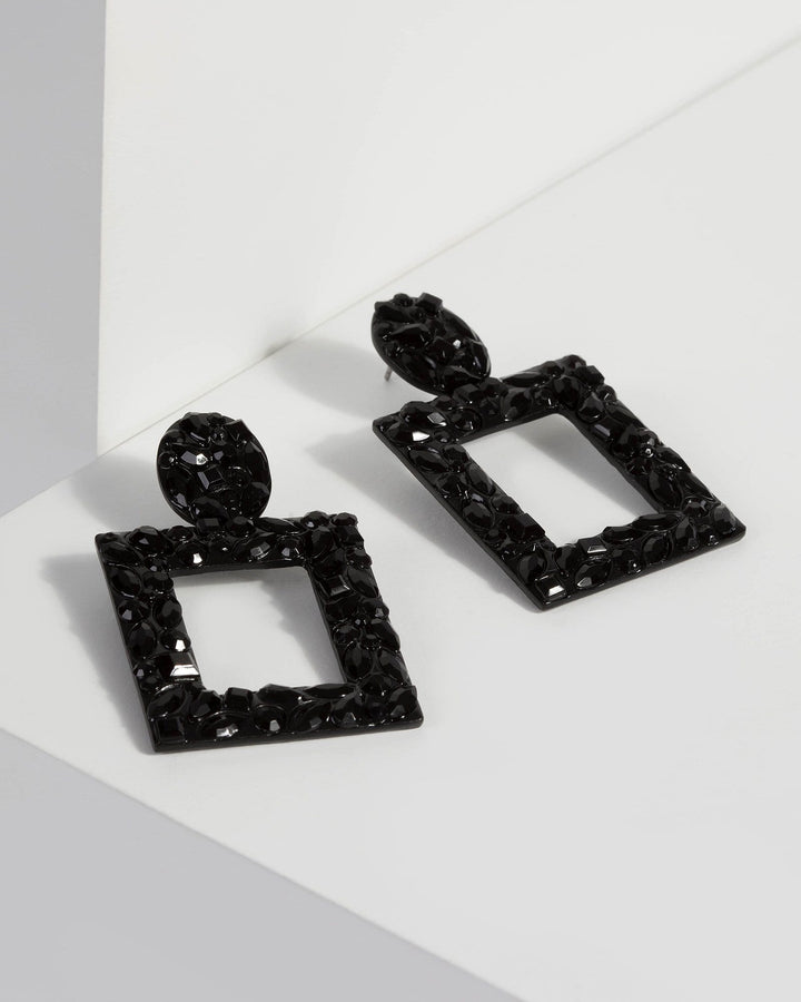Black Crystal Door Knocker Earrings | Earrings