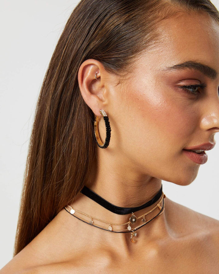 Black Crystal Hoop Earrings | Earrings