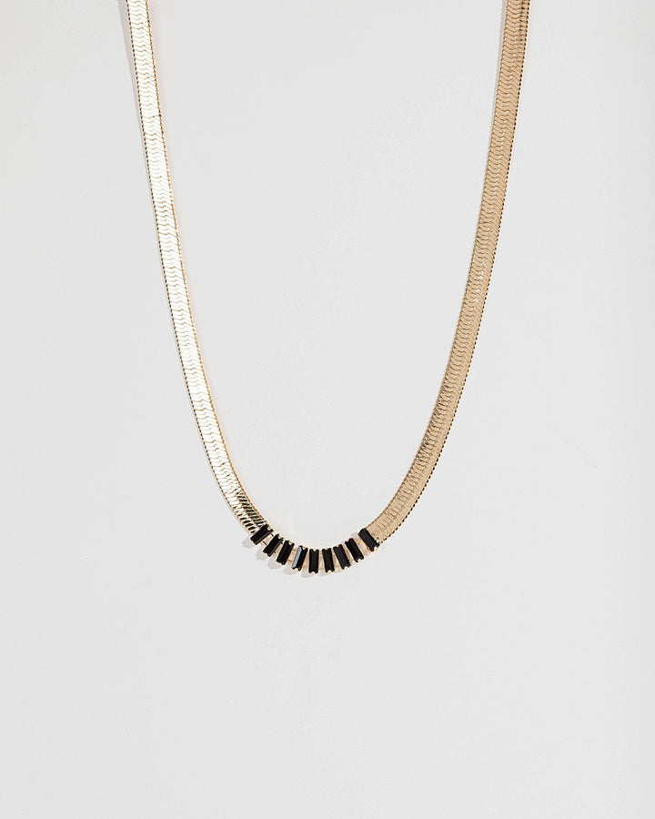 Black Crystal Snake Chain Necklace | Necklaces