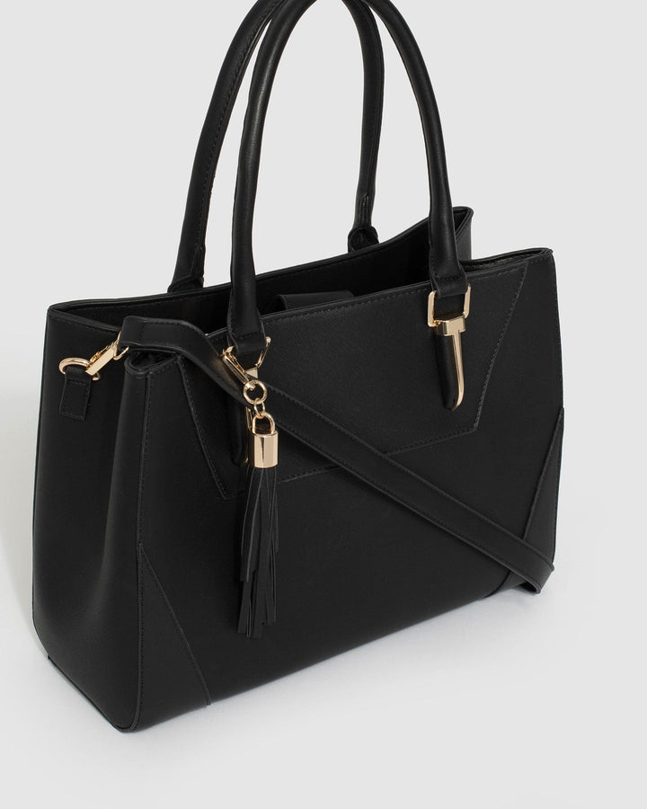 Black Demi Panel Tote Bag | Tote Bags