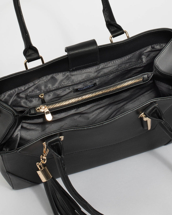 Black Demi Panel Tote Bag | Tote Bags