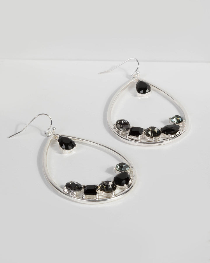 Black Diamante Drop Earrings | Earrings