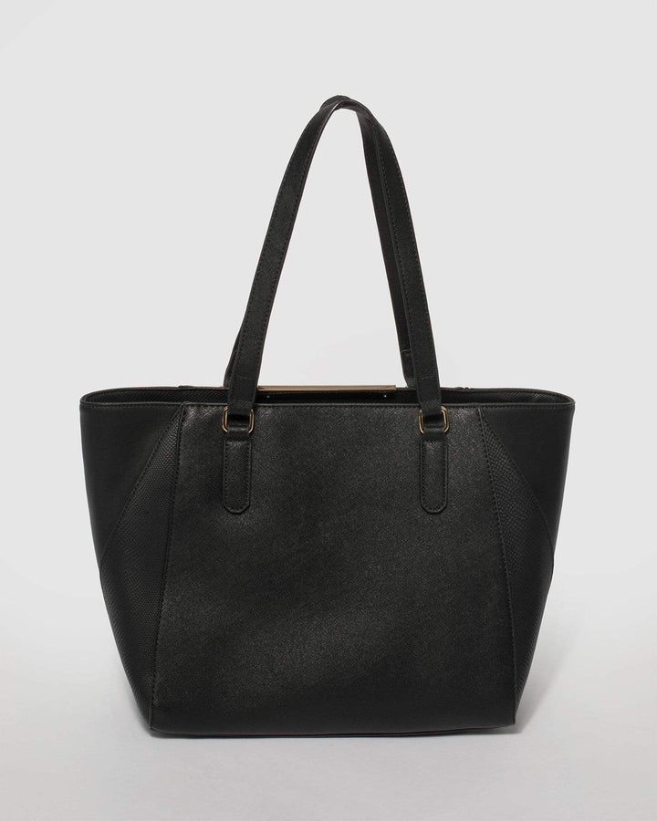 Black Domi Hardware Tote Bag With Gold Hardware | Tote Bags