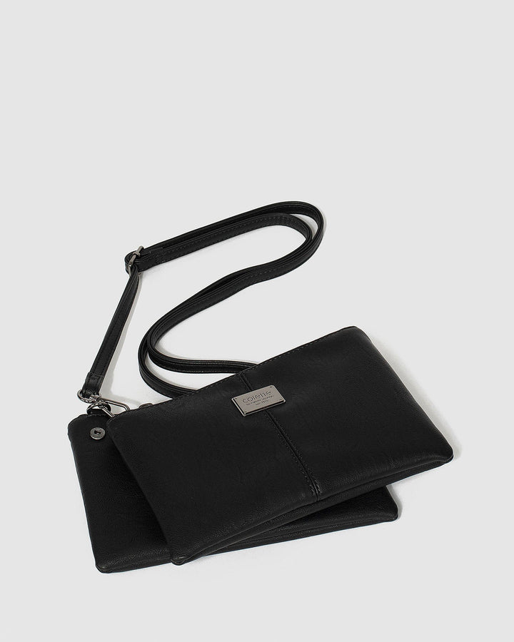Black Double Pouch Bag | Crossbody Bags