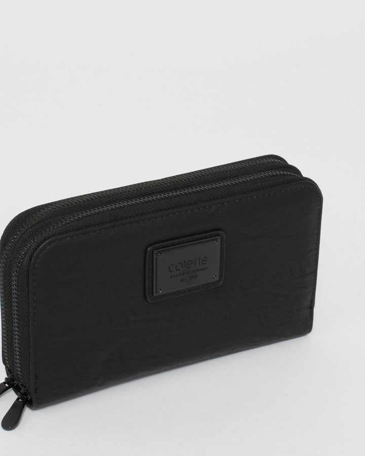 Black Double Zip Around Wallet | Purses