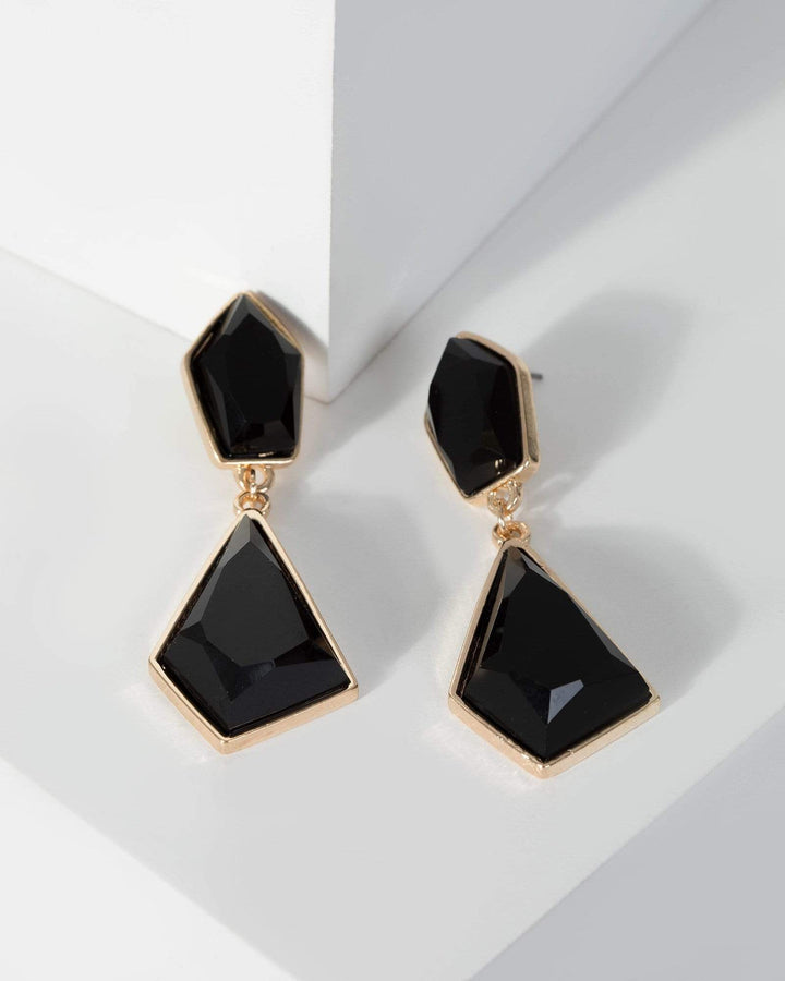 Black Drop Organic Shape Stone Earrings | Earrings