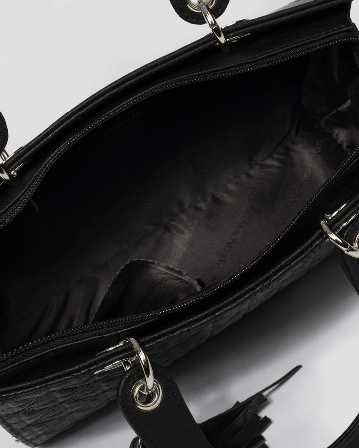 Black Ella Quilt Medium Tote Bag | Tote Bags