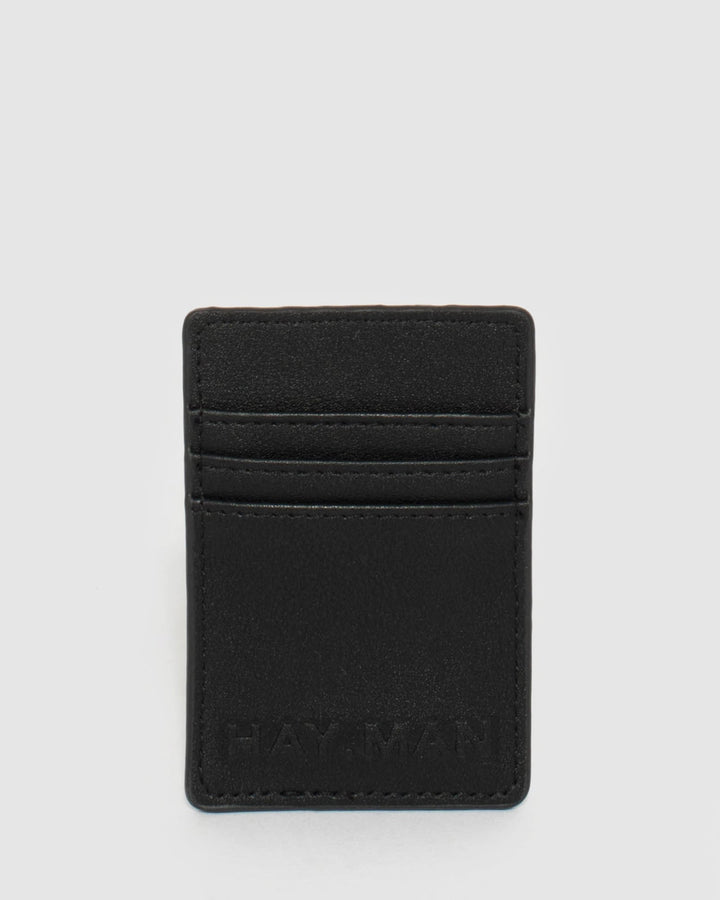 Black Embossed Hayman Phone Card Holder | Accessories