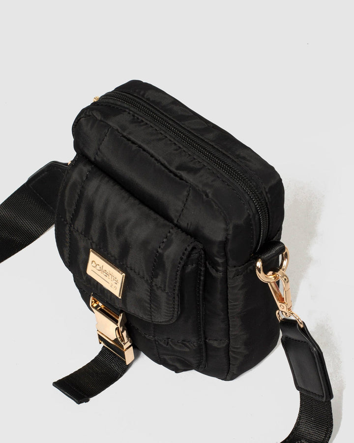 Black Emma Lock Crossbody Bag - Main Image