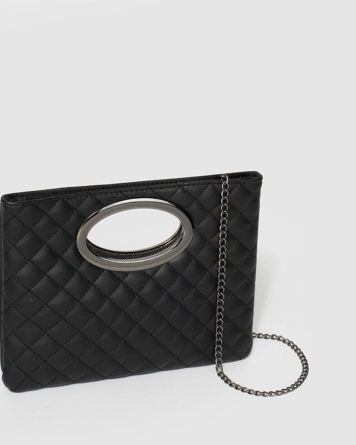 Black Esme Quilted Clutch Bag | Clutch Bags