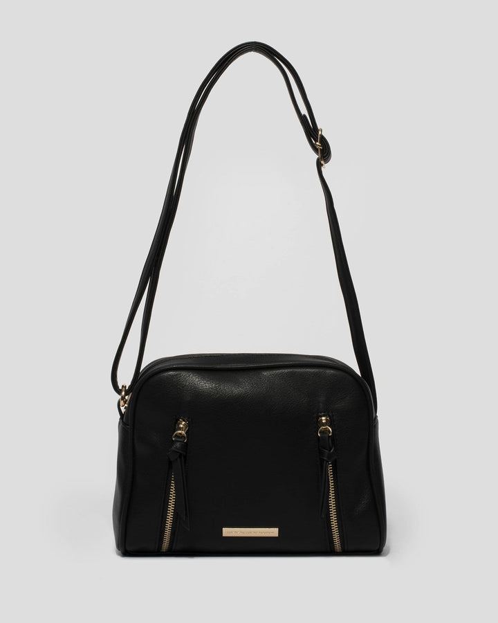Black Ester Double Zip Crossbody Bag | Crossbody Bags
