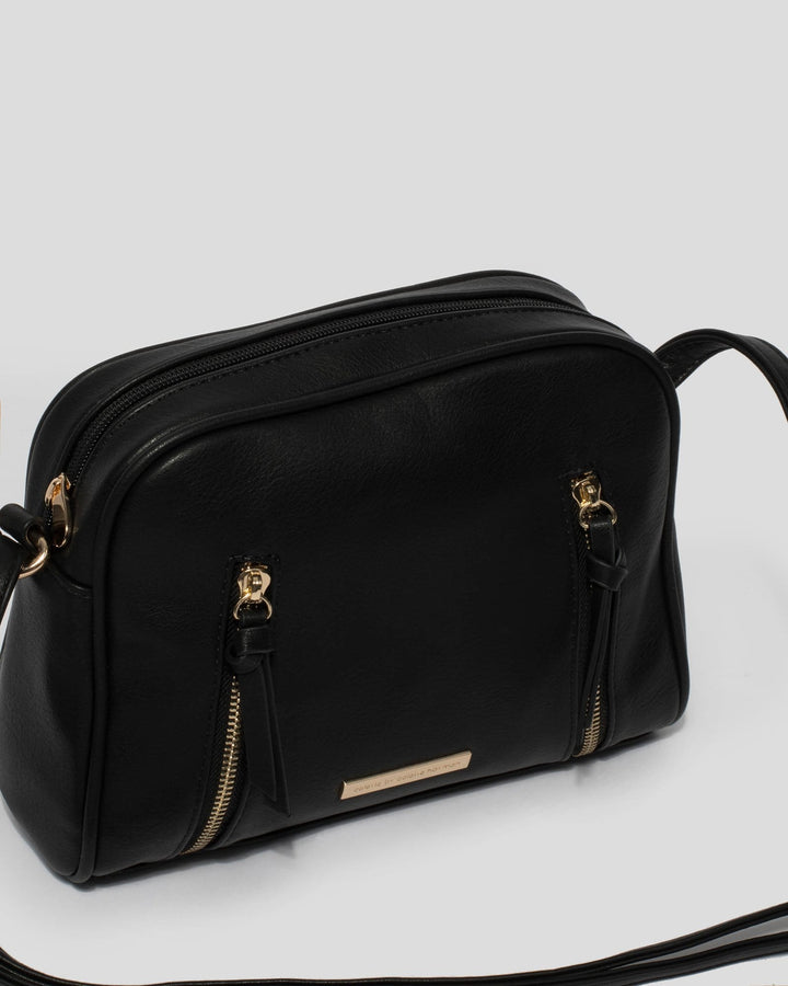 Black Ester Double Zip Crossbody Bag | Crossbody Bags