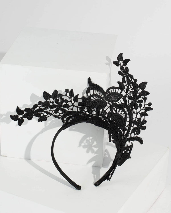 Black Flower Lace Detail Headband | Hair Accessories