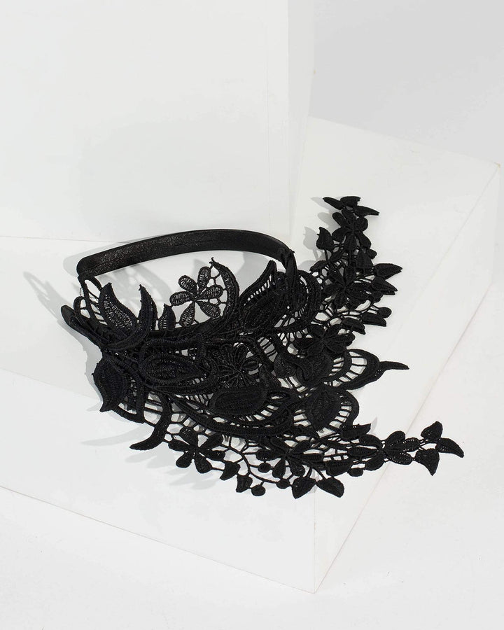 Black Flower Lace Detail Headband | Hair Accessories