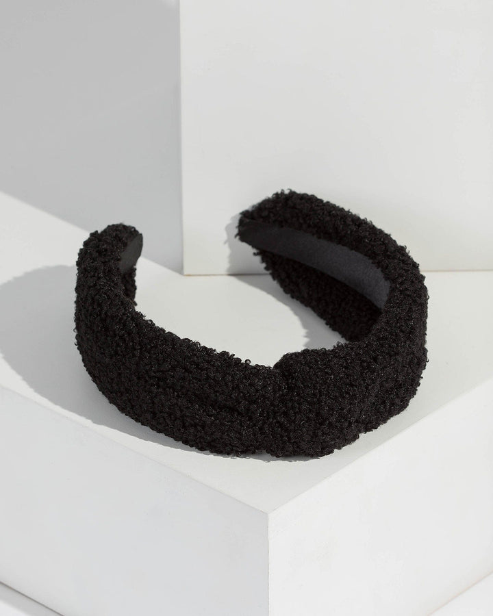 Black Furry Knotted Headband | Hair Accessories