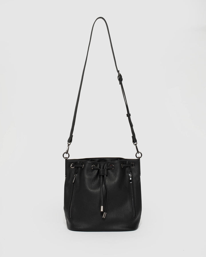 Colette by Colette Hayman Black Giselle Hardware Drawstring Bag