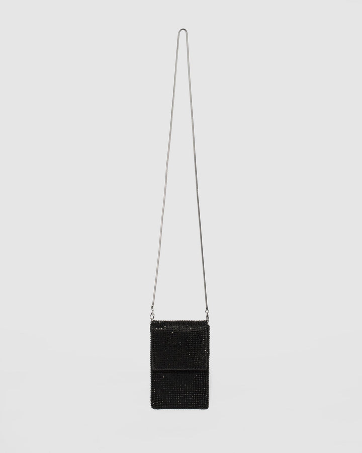 Black Giselle Mobile Crystal Crossbody Bag | Crossbody Bags