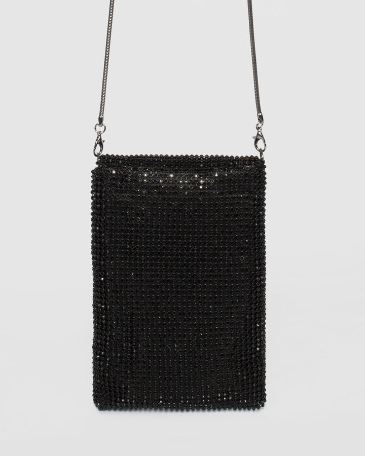 Black Giselle Mobile Crystal Crossbody Bag | Crossbody Bags