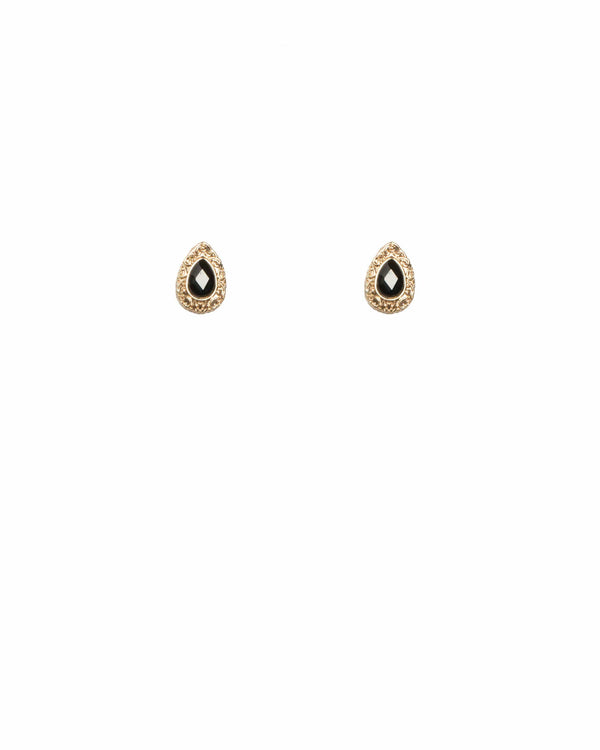 Colette by Colette Hayman Black Gold Tone Stone Filigree Outer Teardrop  Earrings